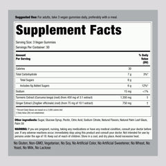 Ingredients label for Piping Rock Turmeric & Ginger Gummies