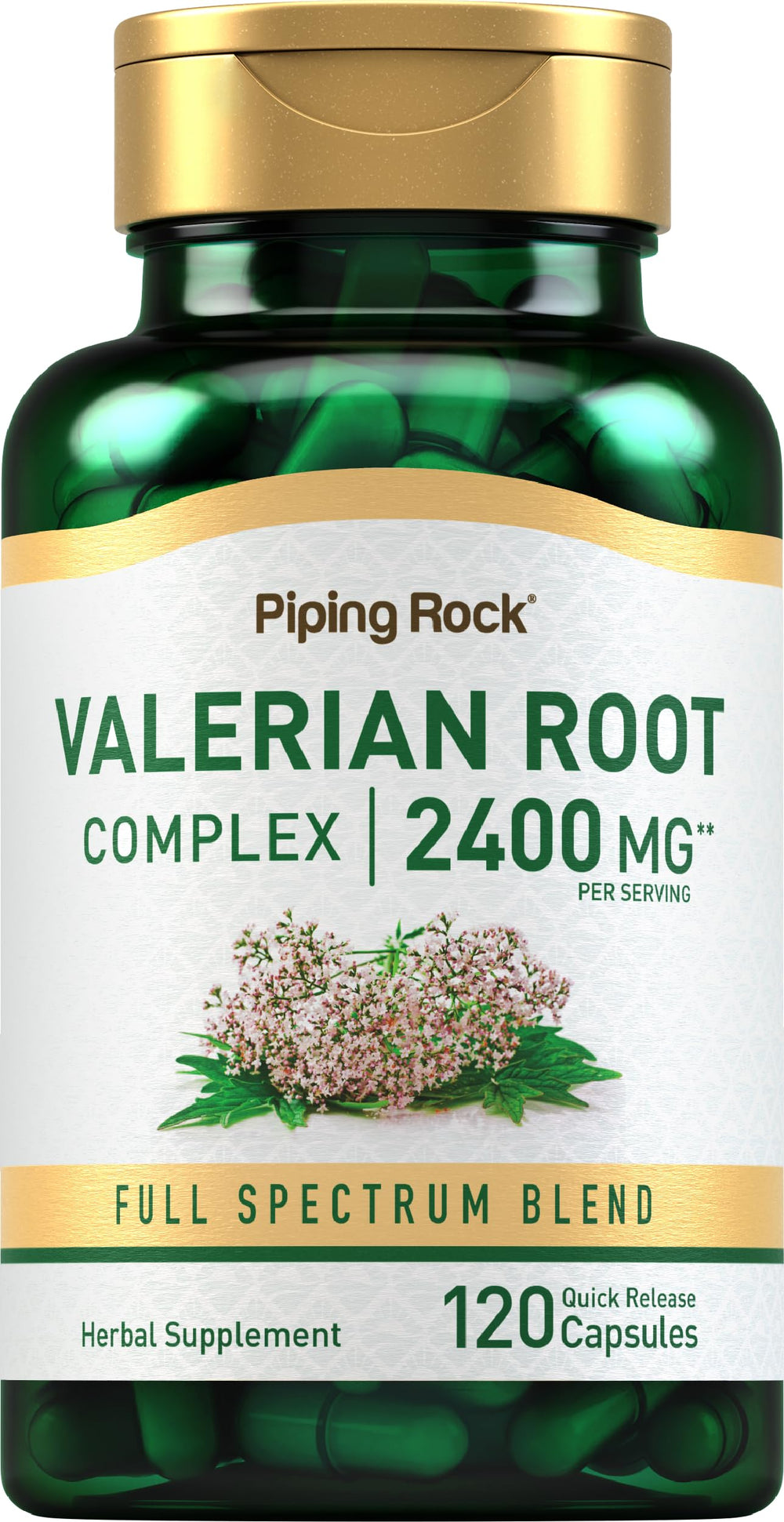 Bottle of Piping Rock Valerian Root Capsules, 120 count