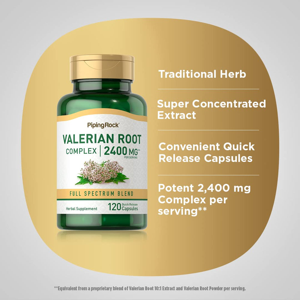 Non-GMO and Gluten Free seal on valerian capsules