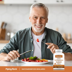 Packaging highlighting vegetarian, non-GMO and gluten-free probiotic