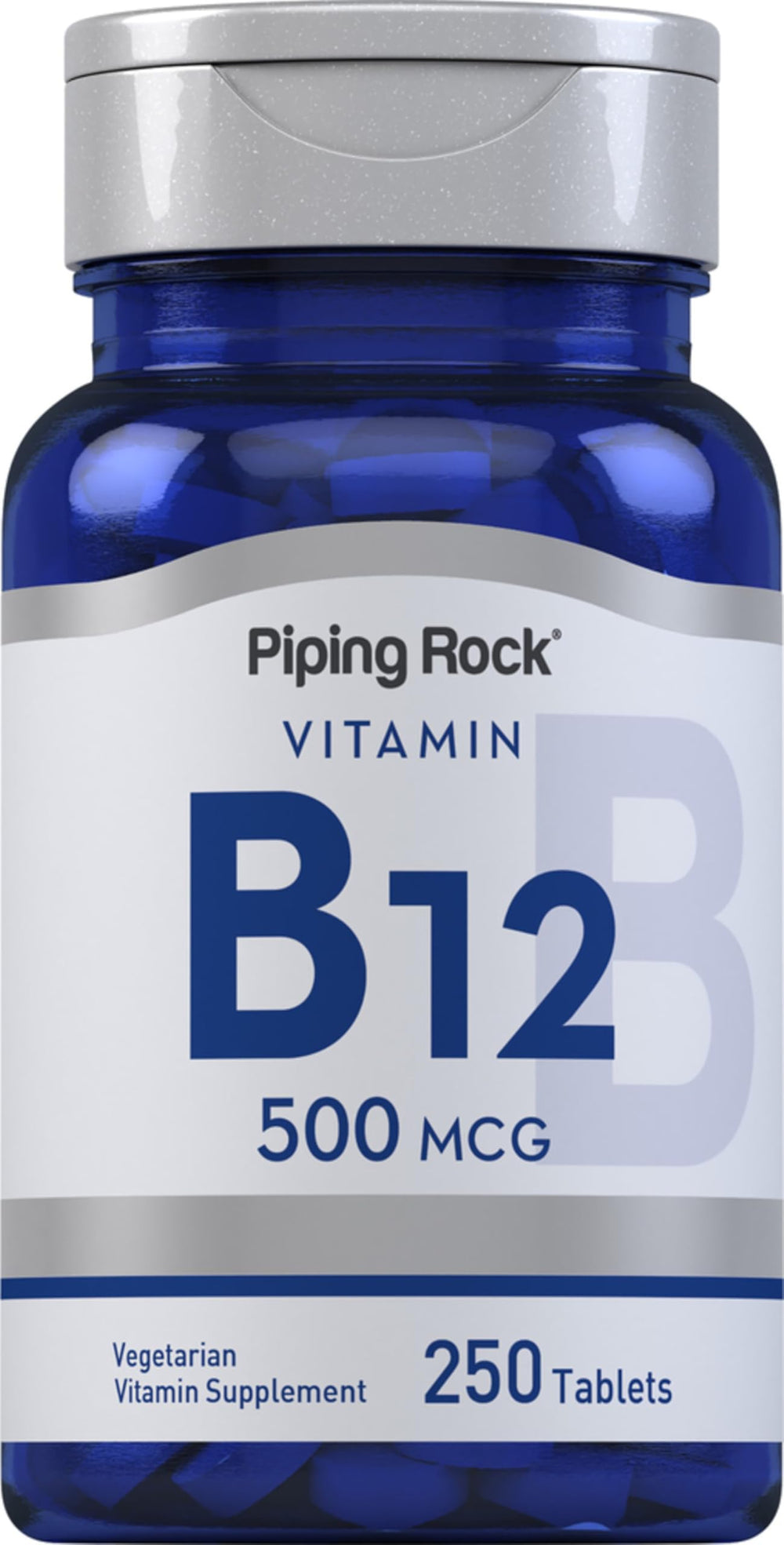 Vitamin B12 500 mcg bottle with 250 vegetarian tablets