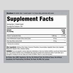 Coated Vitamin C caplets close-up