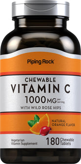 Piping Rock Vitamin C Chewable 1000mg orange tablets - 180 count