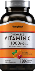 Piping Rock Vitamin C Chewable 1000mg orange tablets - 180 count