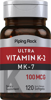 Piping Rock Vitamin K2 MK7 bottle front view with label