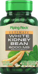 Bottle label: Piping Rock White Kidney Bean Extract 6000mg, 150 capsules