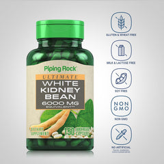 White Kidney Bean Extract capsules spilled on white surface