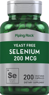 Piping Rock Yeast Free Selenium 200mcg bottle label