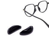 PIPJOY adhesive anti-slip silicone eyeglass nose pads – 10 black pairs (front close-up).