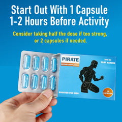 Active lifestyle shot of a man taking Pirate before workout