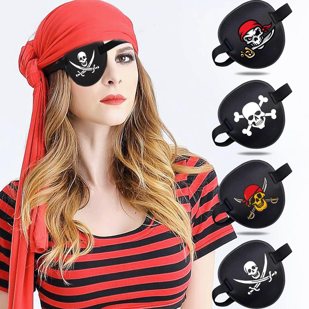 Pirate eye patch 4 pack for adults and kids