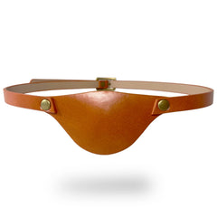 Pirate-style brown leather eye patch for adults