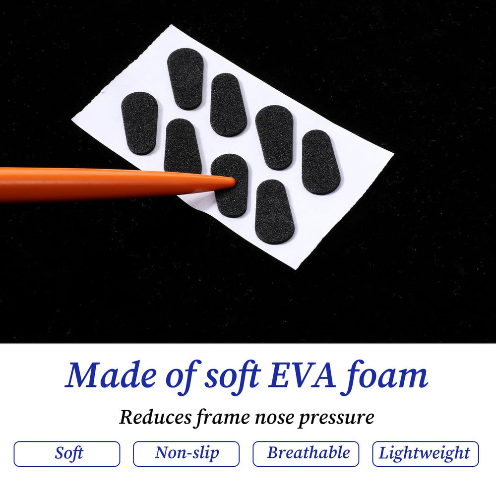Soft EVA foam nose pads with anti-slip design for comfort.