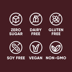 Pirq packaging image shows gluten and dairy free, zero sugar, vegan formula