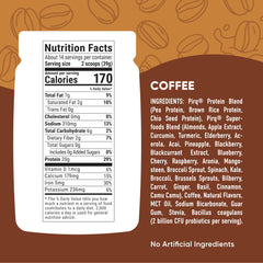 Pirq protein powder scoop closeup showing 20g plant protein per serving