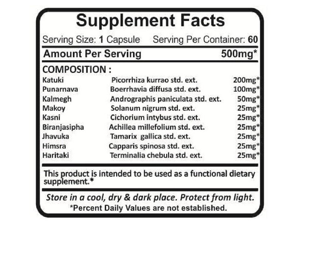 Close-up of 500mg vegan capsules for liver detox