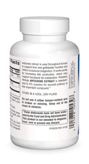 Planetary Herbals artichoke extract tablets label detail highlights cynarin for digestion.