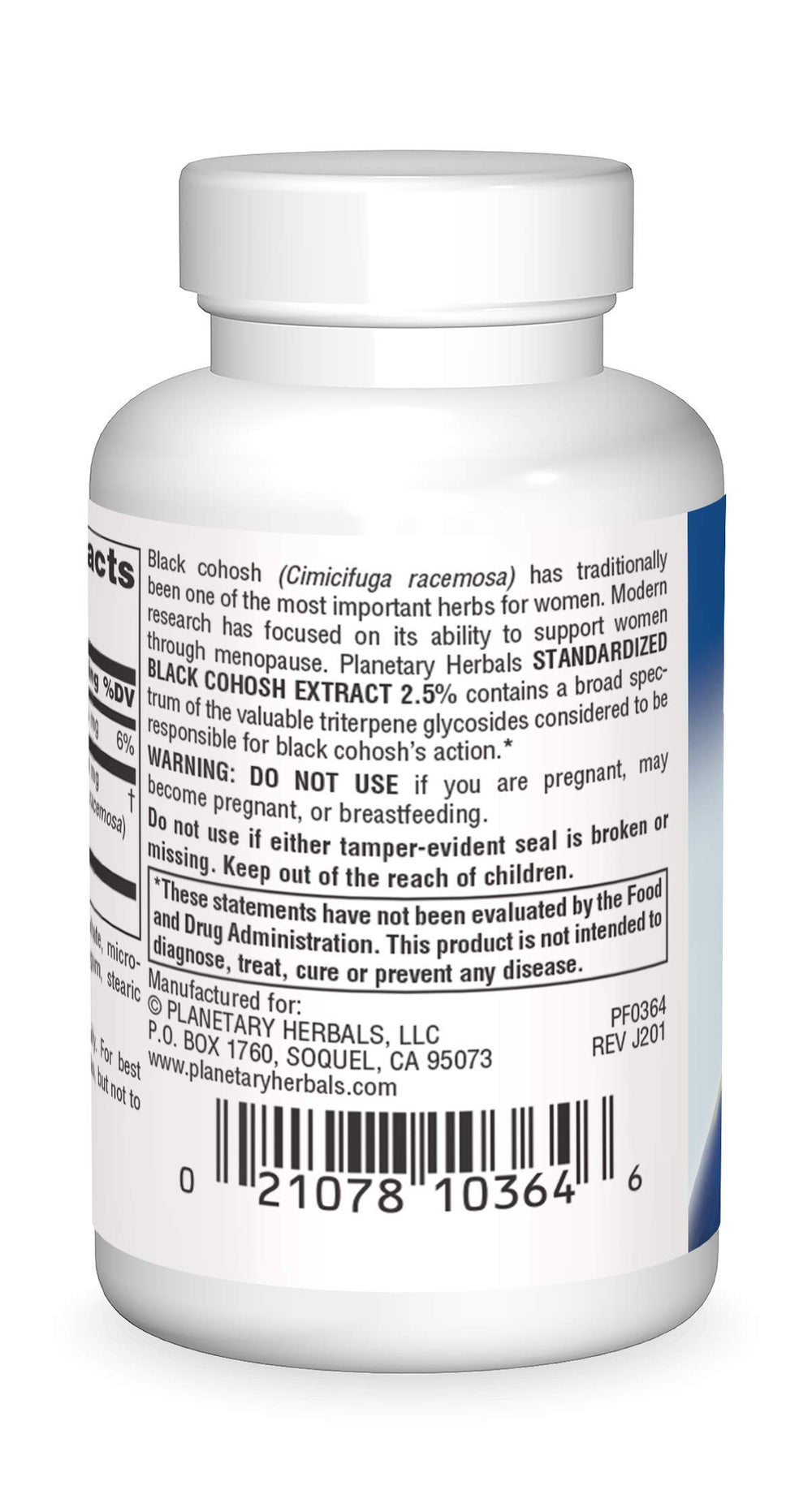 Close-up of Planetary Herbals Black Cohosh Extract 2.5 packaging