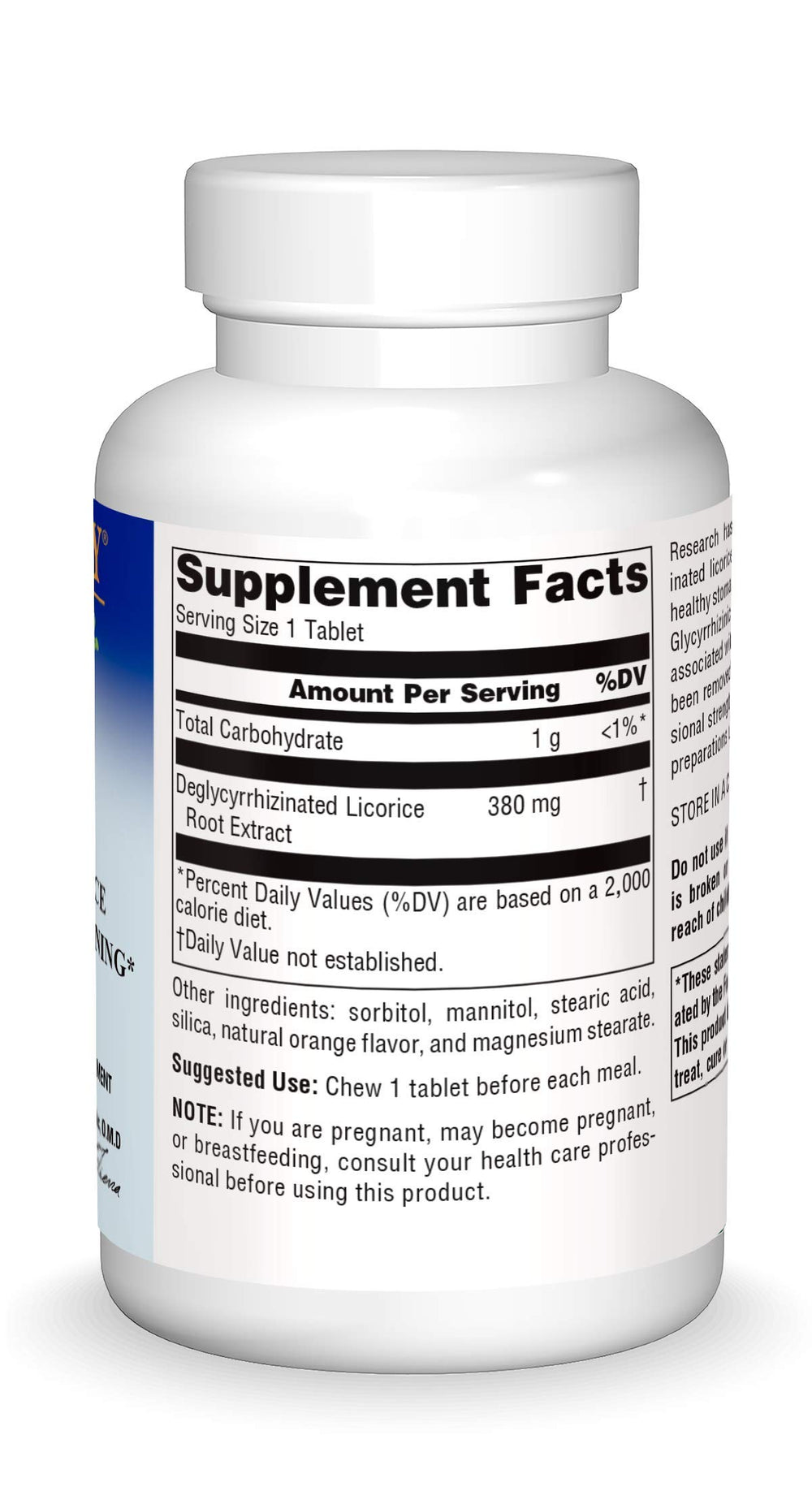 100-count bottle of Planetary Herbals DGL Licorice Tablets