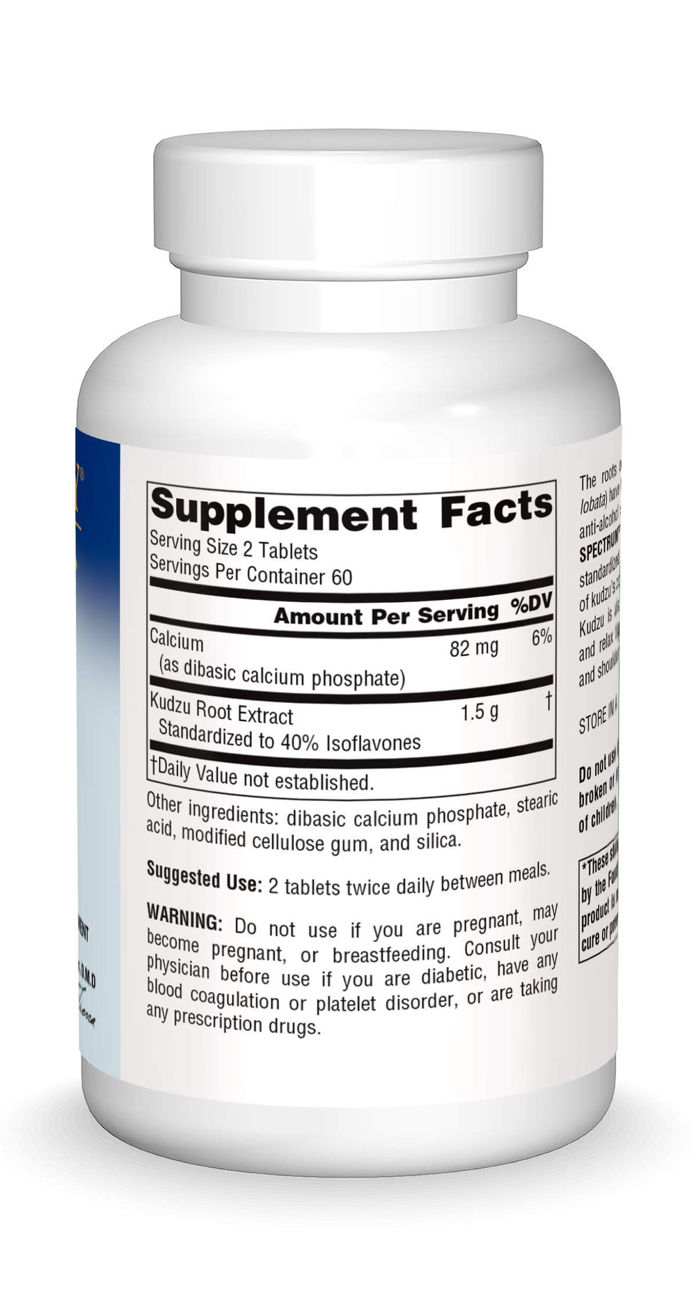 Close-up of Kudzu 120 Count product label