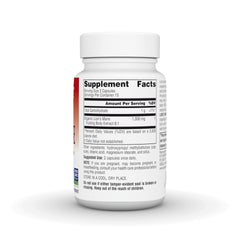 Back view showing supplement facts