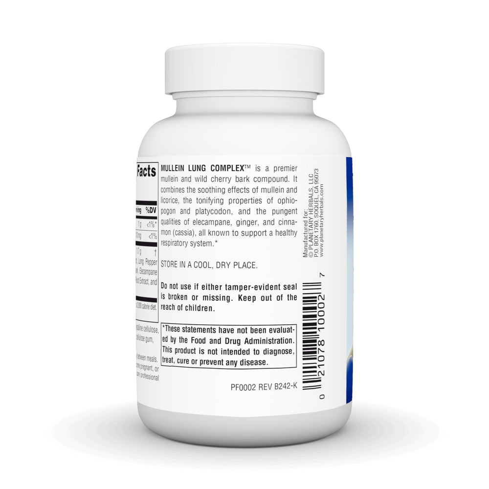 Mullein Lung Complex tablets next to bottle