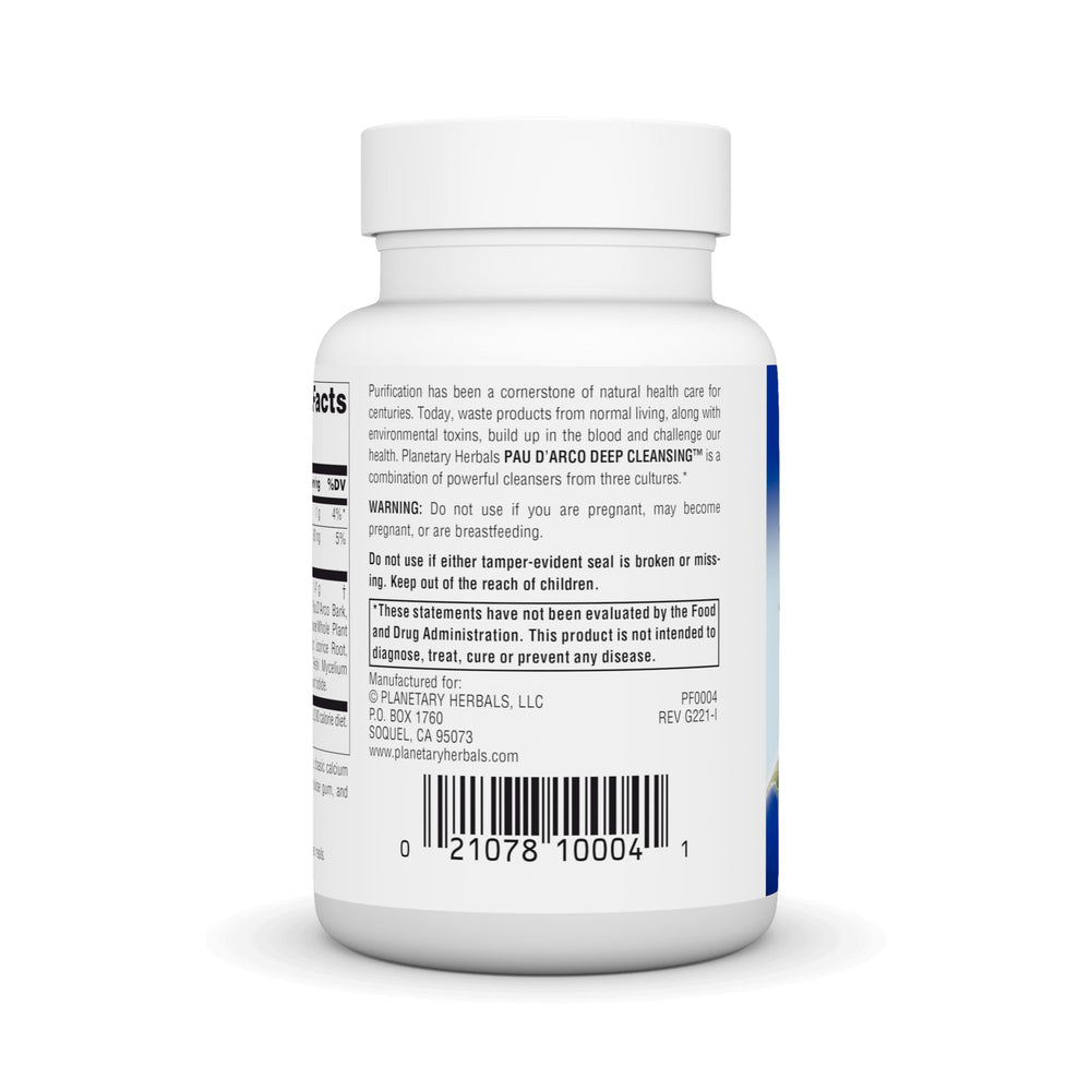 Ingredients list for Planetary Herbals Pau D'Arco Deep Cleansing