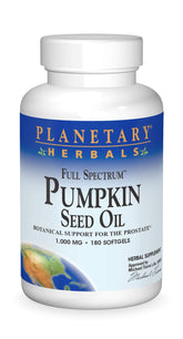 Planetary Herbals pumpkin seed oil bottle label, 1000 mg, 180 count