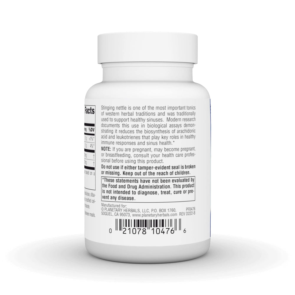 Close-up of nettle leaves and supplement imagery