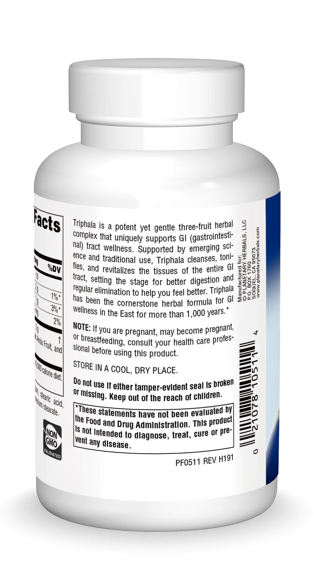 Close-up of Triphala Gold 1000mg extra strength bottle