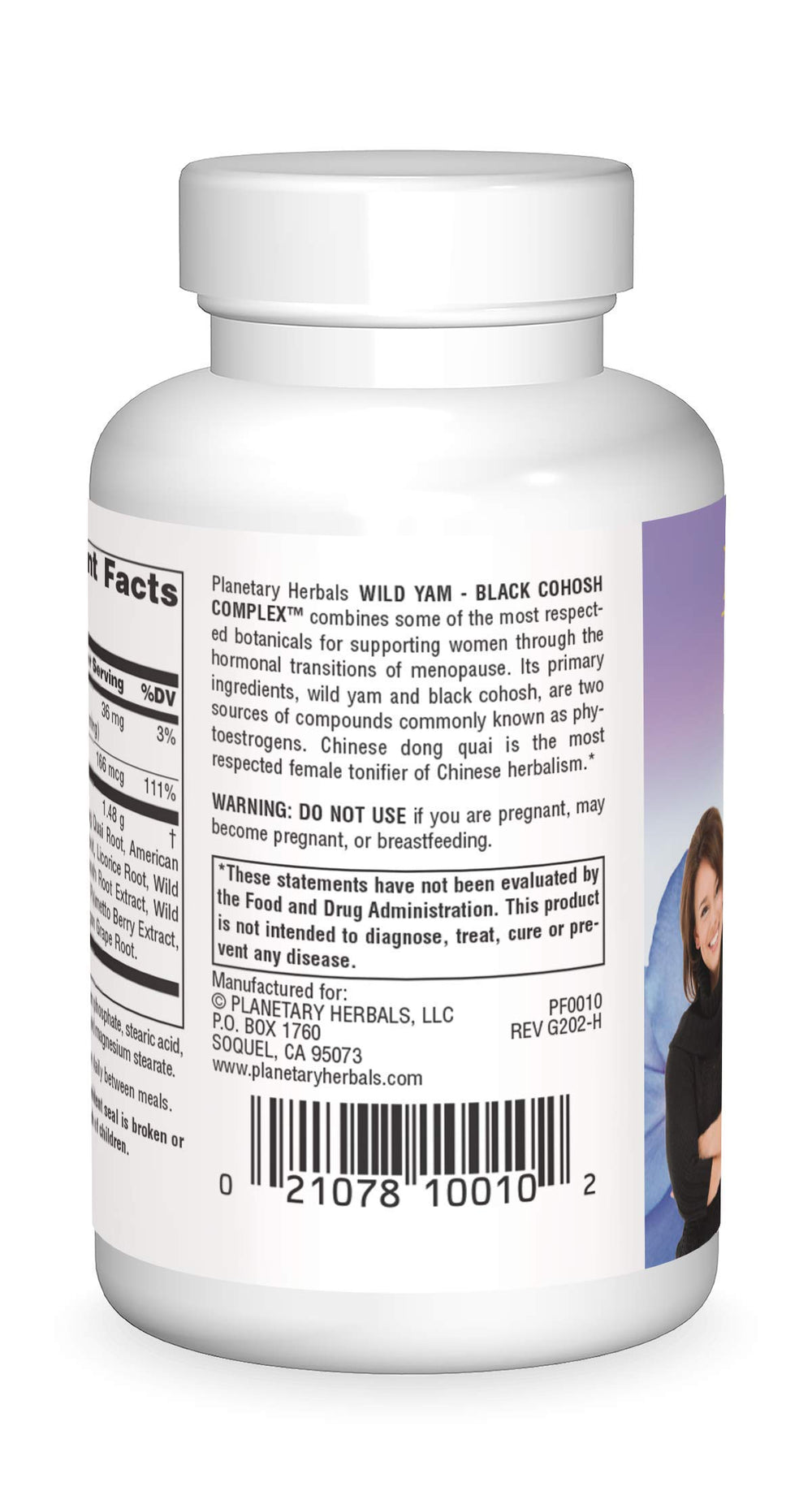 Close-up of Planetary Herbals Wild Yam-Black Cohosh Complex label