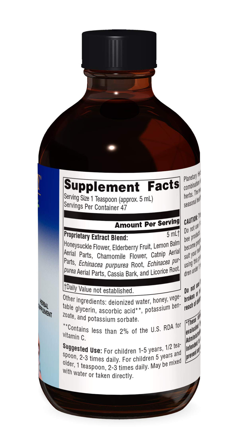 Ingredient diagram for Well Child syrup featuring echinacea, elderberry and Chinese herbs