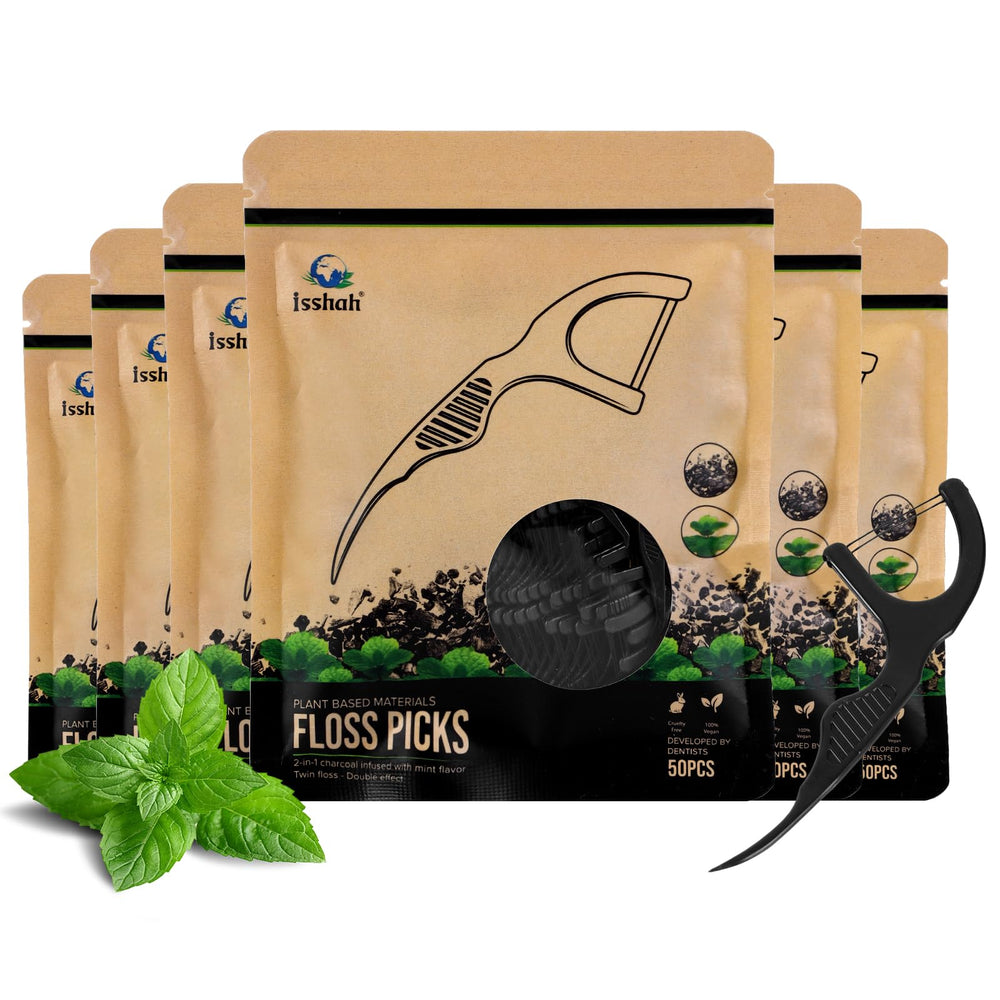 Freshlock EcoPouch packaging for charcoal twin floss plant-based dental picks
