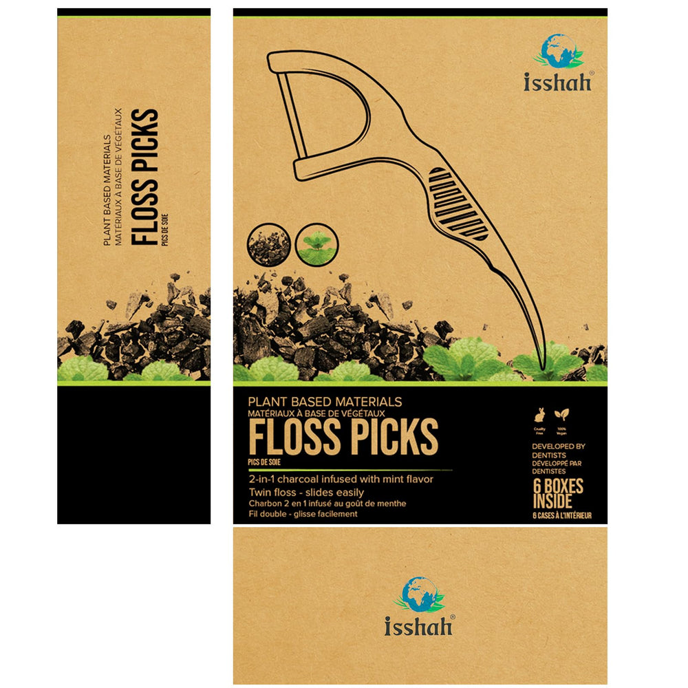 Sustainable dental flossers branding on packaging