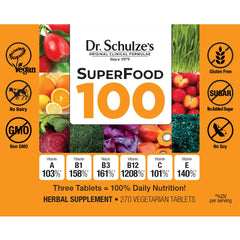 Graphic depicting plant-based energy and vitamins in SuperFood 100