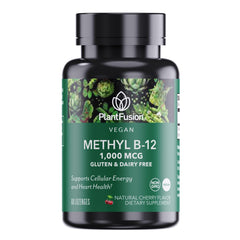 Front of PlantFusion Vegan B12 Methyl 1000 mcg lozenge bottle