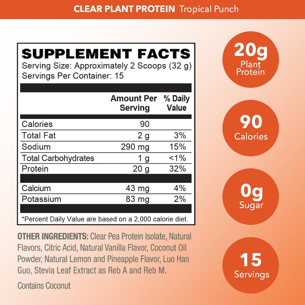 PlantFusion Clear Protein serving scoop illustrates easy-to-mix protein boost.