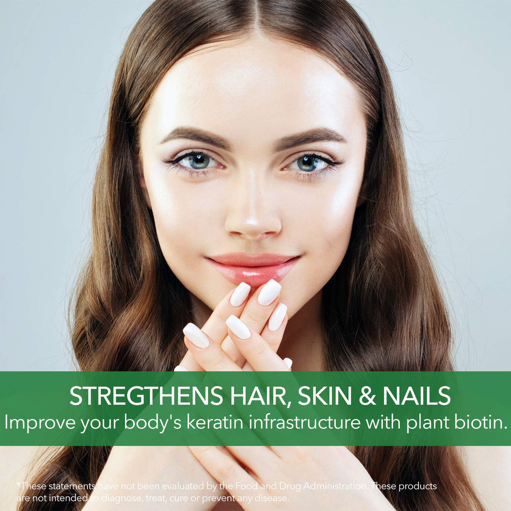 Label showing PlantFusion Vegan Biotin 5000mcg