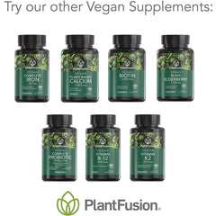 Box and bottle packaging of PlantFusion Vegan Biotin 5000mcg