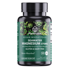 Bottle of PlantFusion Vegan Magnesium Complex with sea water origin