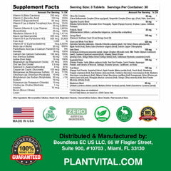 Front label of PlantVital showing branding and 270 tablets