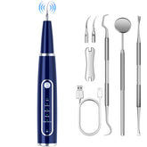 Plaque remover for teeth with LED light blue device on white background