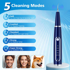 5 adjustable cleaning modes indicator on blue plaque remover