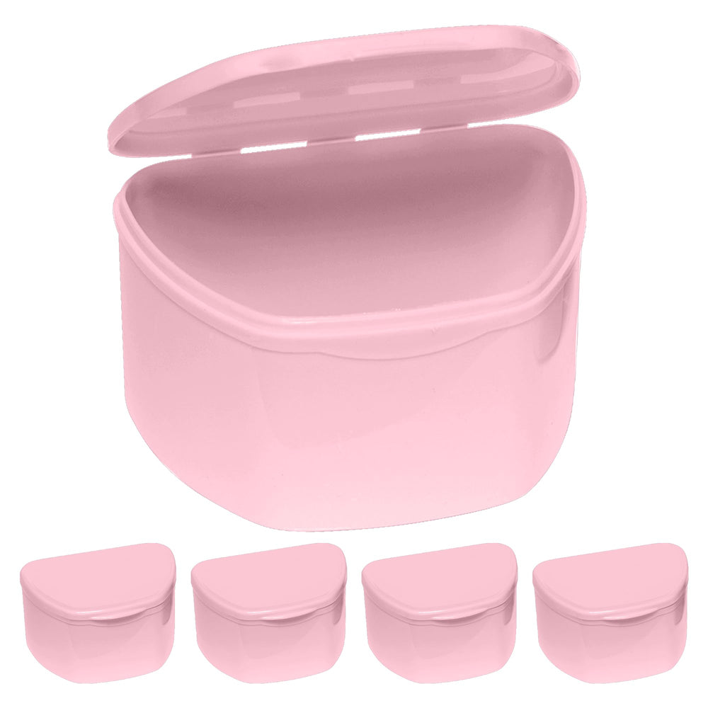 Pink PlastCare USA denture case with lid for denture soaking
