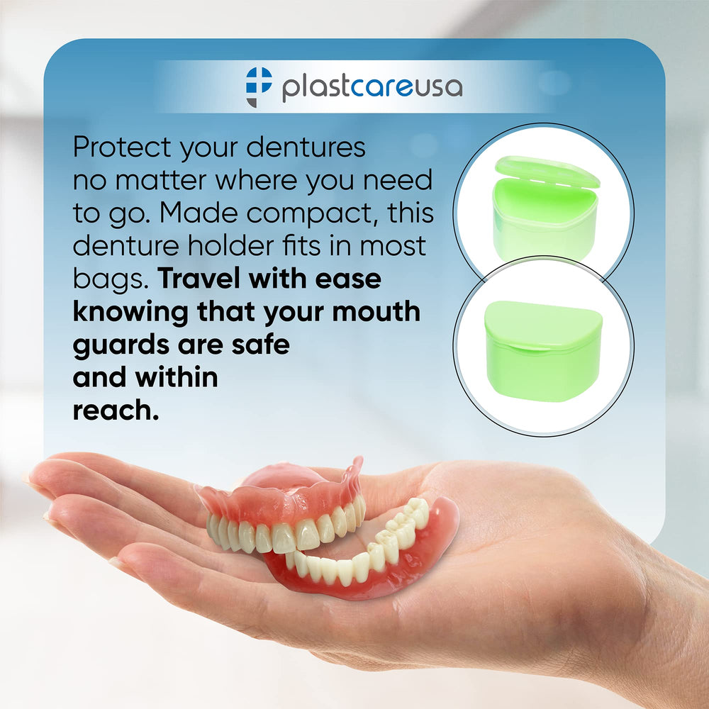 Durable pink denture bath box open showing inner cavity