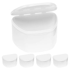 PlastCare USA White Denture Cases Pack of 5 – Denture Bath Container for Teeth, Mouth Guard, Night Guard, and Retainer