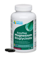 Front view of Platinum Naturals EasyMag Magnesium Bisglycinate 60 Softgels bottle