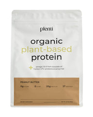 Plenti Peanut Butter flavor plant-based protein powder 2 lb container