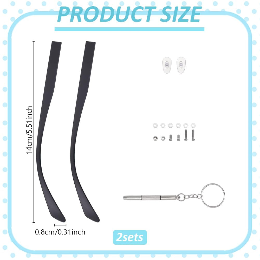 Two pairs of temple arms and screws for eyeglasses