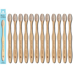 Front view of Plus Ultra Kids bamboo toothbrush 12-pack